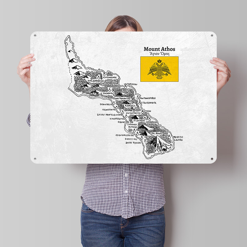 Custom Map Poster - Handdrawn Map of Mount Athos Poster