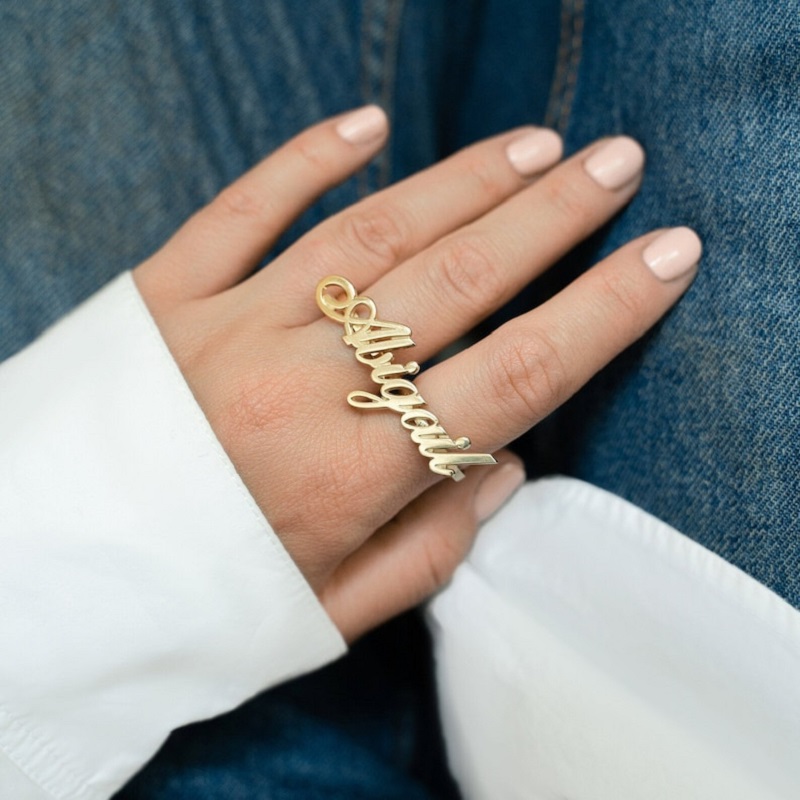 Initial Ring Custom - Customizable Stainless Steel Two Finger Ring