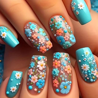 24pcs/set Medium long fake nai - огляд і ціна Pressed Flower Art