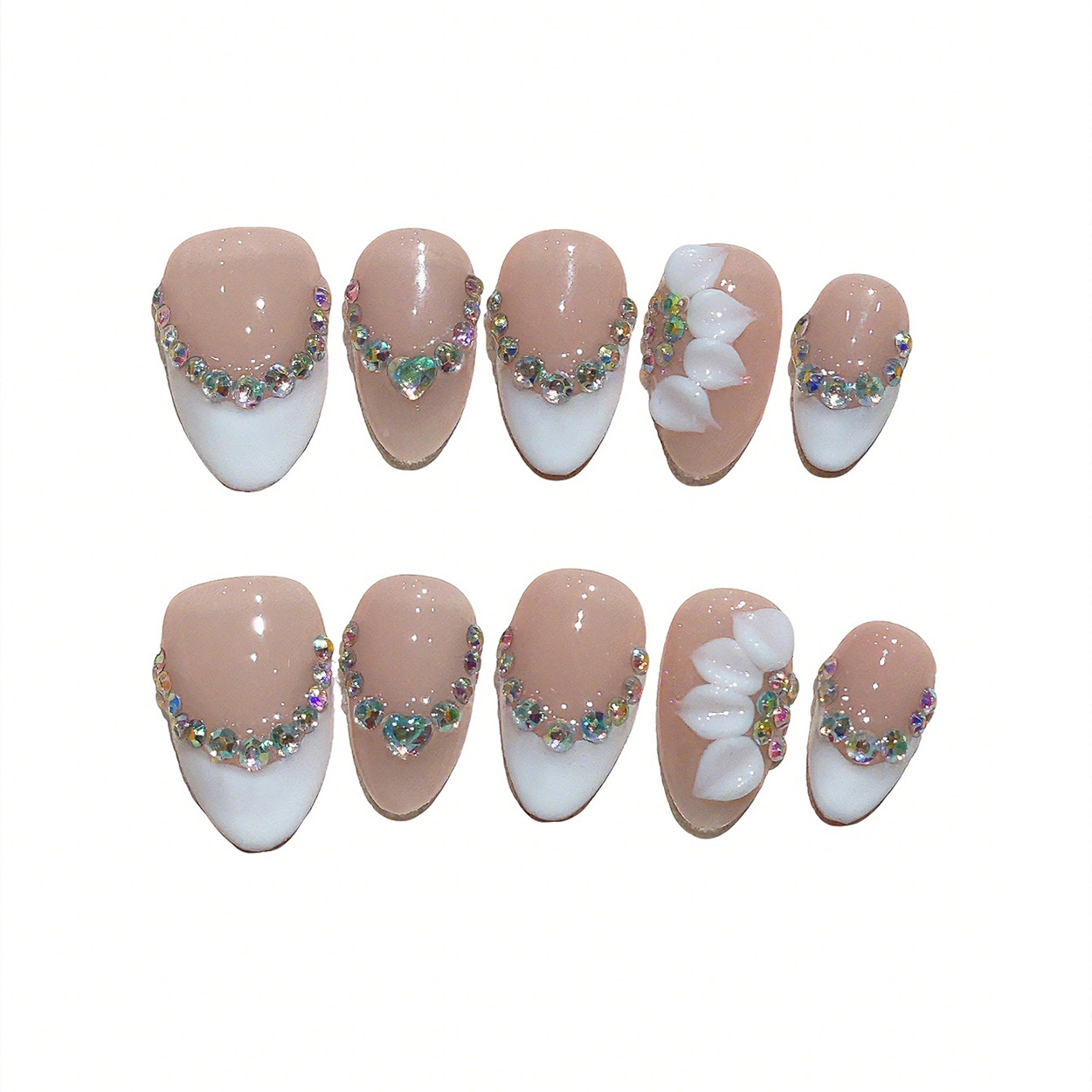 10pcs Short Almond Handmade Pr - огляд і ціна Pressed Flower Art