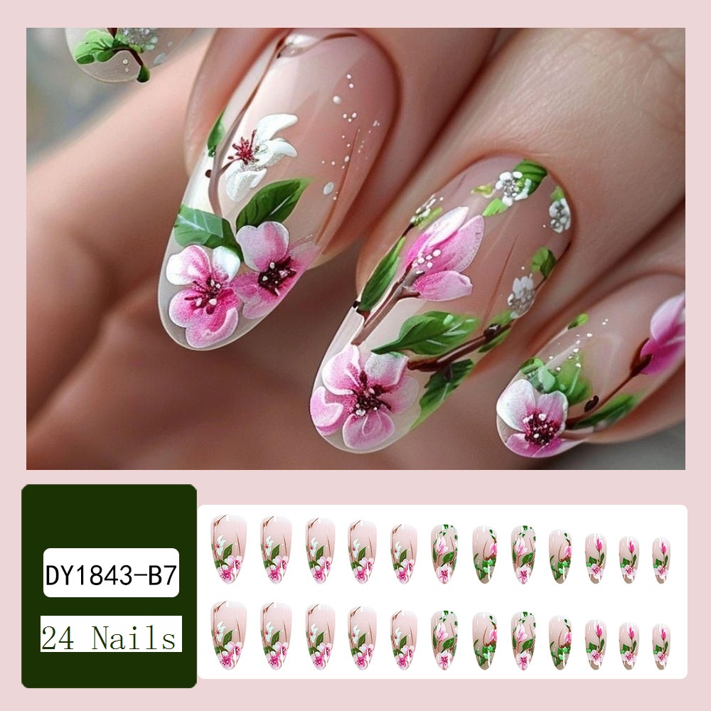 Short Almond Press on Nails 3D - огляд і ціна Pressed Flower Art