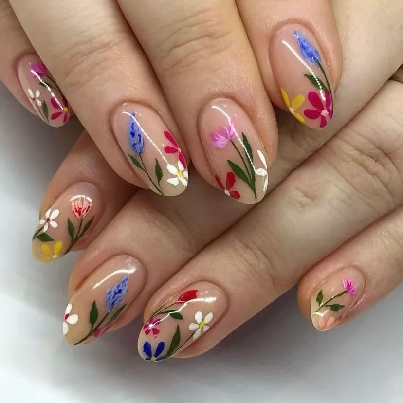 24Pcs Simple Almond Nails Tips - огляд і ціна Pressed Flower Art