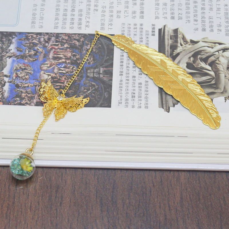 1pc Chinese Style Metal Feathe - огляд і ціна Dried Flower Bookmark