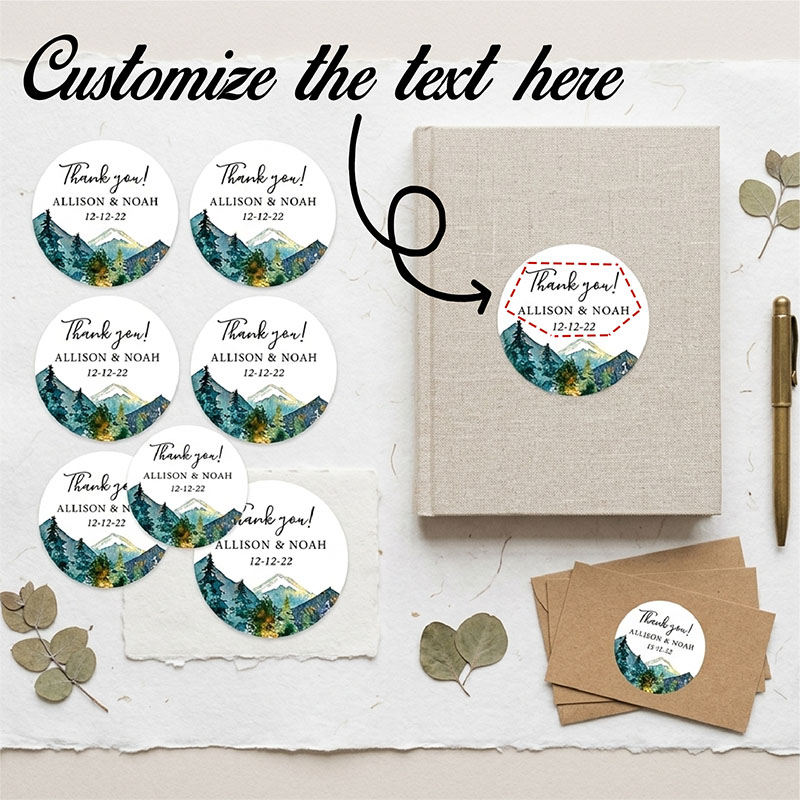 Custom Mountain Logo Round Sti - огляд і ціна Personalized Name Box