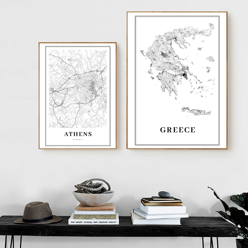 Greece Road Map Poster Black a - огляд і ціна Custom Star Map