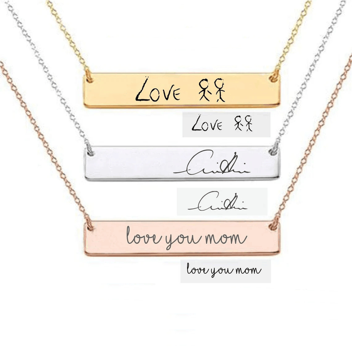 Actual Handwriting Bar Necklac - огляд і ціна Handwriting Necklace Bar