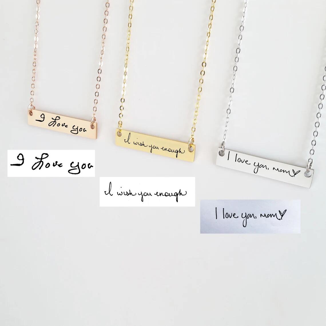 Actual Handwriting Bar Necklac - огляд і ціна Handwriting Necklace Bar