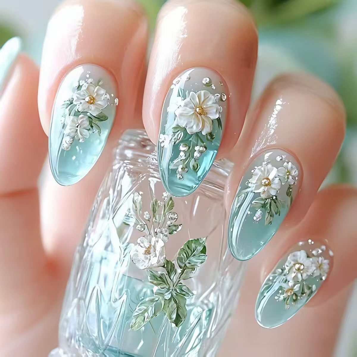Medium fake nails for women gi - огляд і ціна Pressed Flower Art