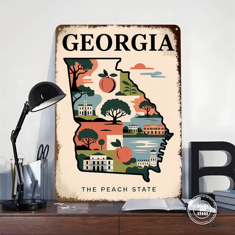Georgia: The Peach State Illus - огляд і ціна Custom Map Poster