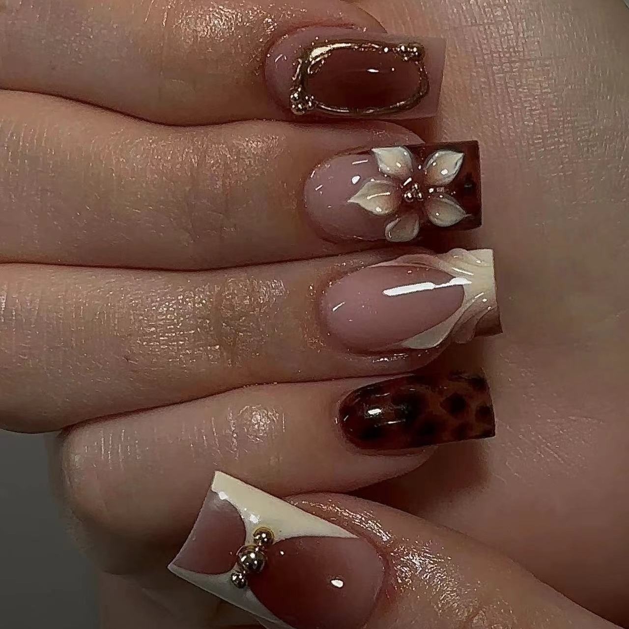 Short square fake nails for wo - огляд і ціна Pressed Flower Art